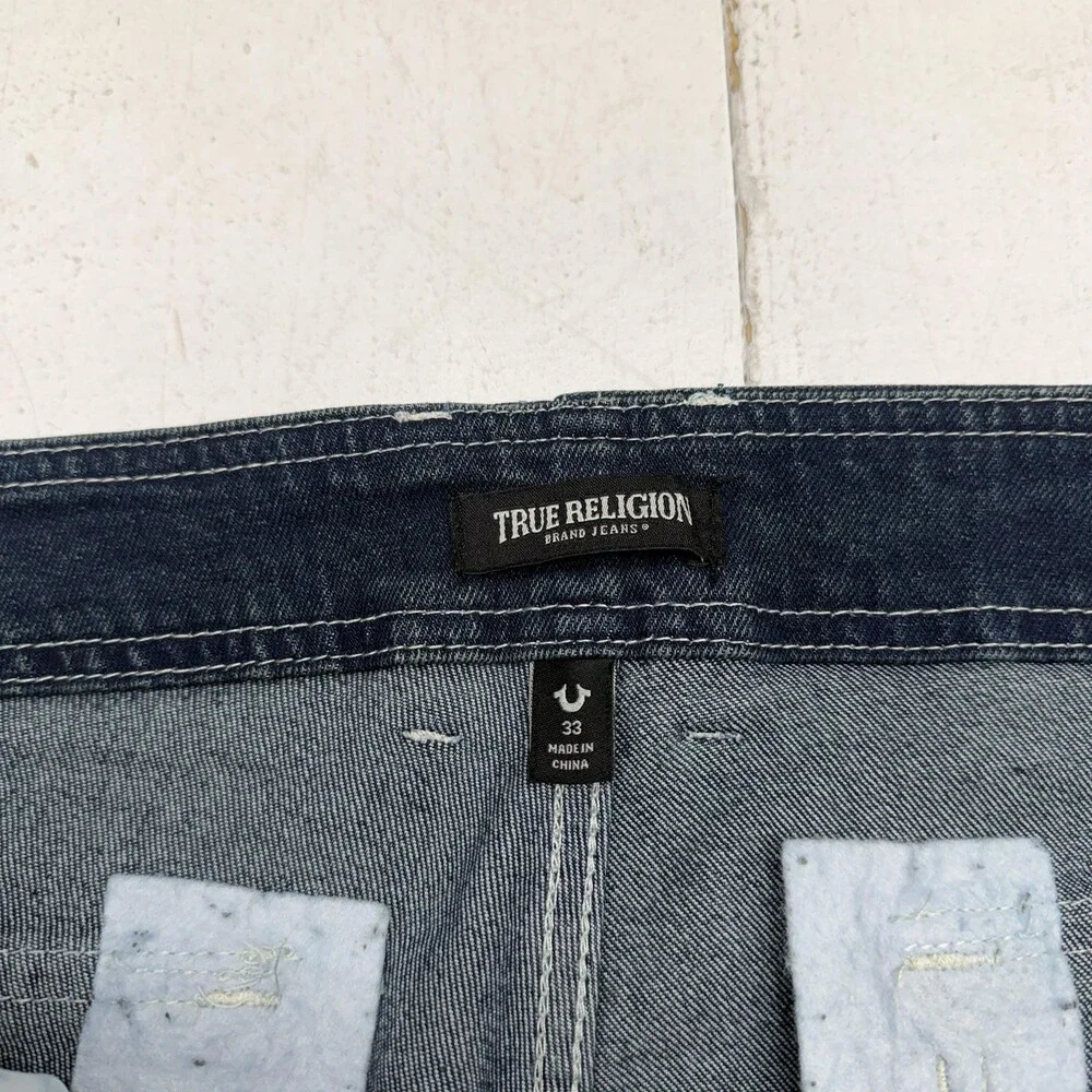 True Religion Jeans Mens 33x31 Blue Relaxed Straight Cargo Stretch Denim